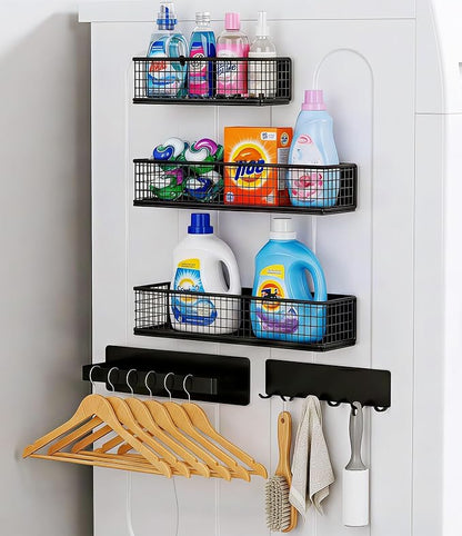 Magnetic Spice Rack Refrigerator,Include Paper Towel Holder And Hooks, For Traeger Grills Of Washing Machine Side (Black, 5-Pack)