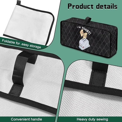 Toaster Cover 2 Slice Black I'm TOAST Design Toaster Covers 2 Slice Long Slot Slim Dust Cover, Machine Washable Thin Small Appliance Covers for Kitchen