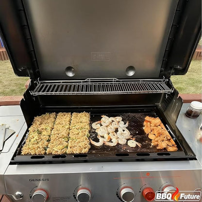 Full Size Griddle Insert for Weber Genesis II 400 Series Gas Grills, 6789 Flat Top Grill Griddle with Handles for Weber GS4 Genesis II E410 Genesis II LX 440 Series Gas Grill, Carbon steel, Black