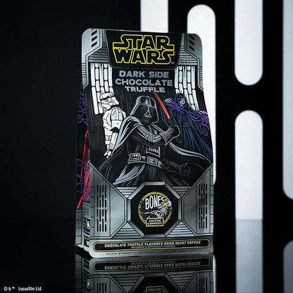 Bones Coffee Company Star Wars Dark Side Chocolate Truffle Flavored Coffee, Medium Roast Low Acid Arabica Beans Compatible with Auto drip and French Press Coffee Maker, 12 Oz Whole Bean