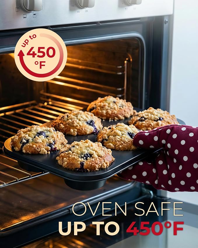 CARTMAN 2-Pack Jumbo Muffin Pan with 150 Cupcake Liners, Nonstick 6-Cup Large Muffin Tin for Baking, Food-Grade Carbon Steel Cupcake Pan for XL Treats & Egg Bites, Perfect for Family Breakfasts
