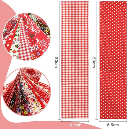 80 Pcs Jelly Roll Fabric Strips for Quilting Sewing 2.6 Inch Precut Cotton Floral Fabric Strips Bundles DIY Sewing Supplies Red