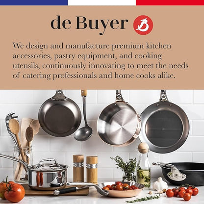 de Buyer MINERAL B Carbon Steel Grill Pan - 10.25” Diameter - Ideal for Grilling & Browning Meat - Naturally Non-Stick Finish - Made in France