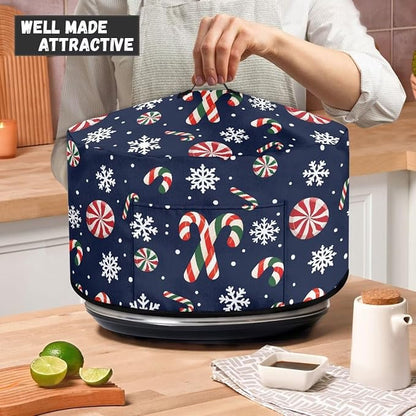 Candy Canes Snowflakes Slow Cooker Dust Cover Compatible with 6-8 qt Crock for Pot Peppermint Candies Small Kitchen Appliance Decor Dust Cover