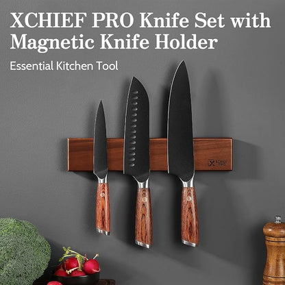 Kitchen Knife Set, 4 Pieces Japanese High Carbon Stainless Steel Chef Cooking Knife Set, Ultra Sharp Professional Chef Santoku Utility Knives (Black)