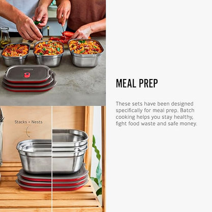 BLACK + BLUM Lunch Box Set - Meal Prep Containers Reusable for Picnic & Camping - Microwavable Stainless Steel Lunch & Dinner Food Storage Box - Leak Proof Lid - Dishwasher & Oven Safe - Medium 30oz