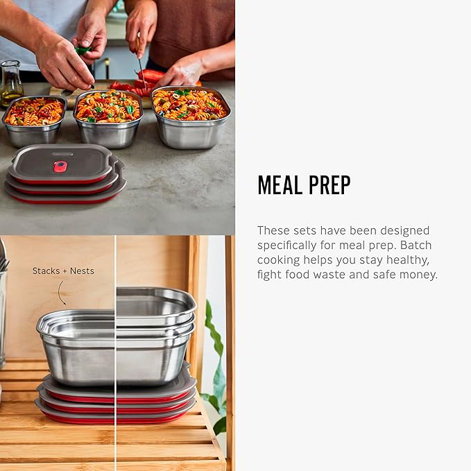 BLACK + BLUM Microwavable Stainless Steel Lunch Box | Multi-Function, Vacuum Sealed Container for Healthy Food | Portable and Stackable Food Storage for Office and Outdoor | 40 oz / 1200 ml