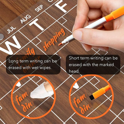 Neatsure Acrylic Magnetic Dry Erase Board Calendar for Fridge, Clear Monthly Planner and Memo Whiteboard for Refrigerator, w/ 8 Colors Markers, 15 x 11