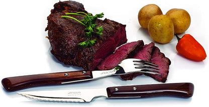 Arcos Table Knives Series, Chop Knife, 110 mm Nitrum Stainless Steel Serrated Blade, Compressed Wood Handle Brown