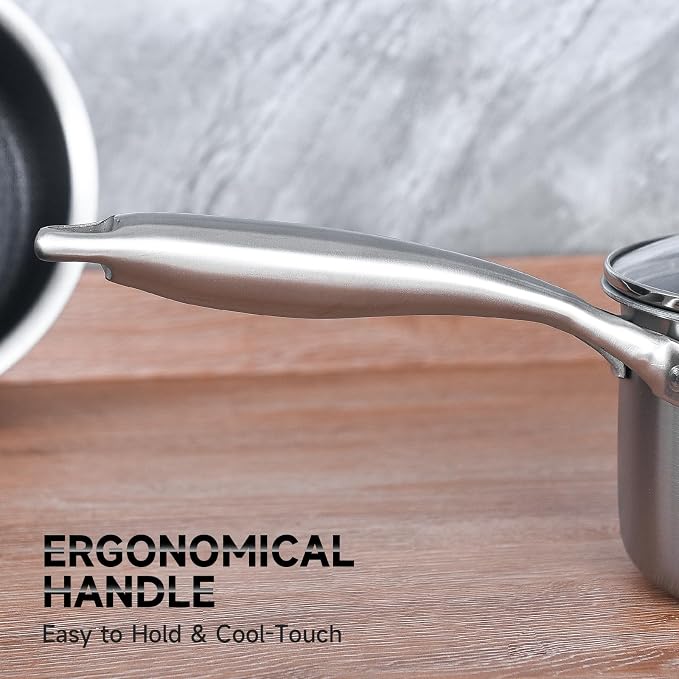 LOLYKITCH Hybrid Tri-Ply Stainless Steel Non-Stick Saucepan Set of 2,1.5QT & 2.5QT Sauce Pots,Induction Pots and Pans Set,Heavy Duty and Oven Safe.