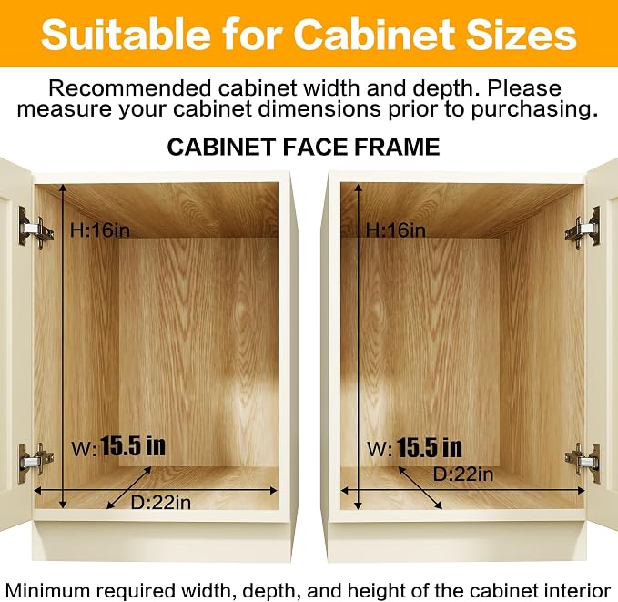 2-Tier Kitchen Cabinet Pull Out Shelf and Drawer Organizer Slide Out Pantry Storaqe Basket in Multiple Sizes (15" W x18 D)