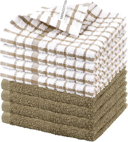 Nialnant 8PCS Dish Cloths,100% Cotton Soft Absorbent Cleaning Rags,Quick Drying Dish Towels for Kitchen,Washing Dishes-Little Yellow-12x12in