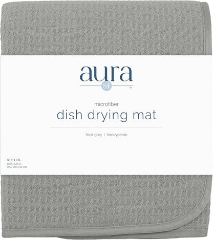 S&T INC. Dish Drying Mat XL, 18” x 24”, Absorbent Microfiber Kitchen Counter Mat, Dish Drying Pad for Dishes, Utensils, Pots and Pans, Extra Large, Grey