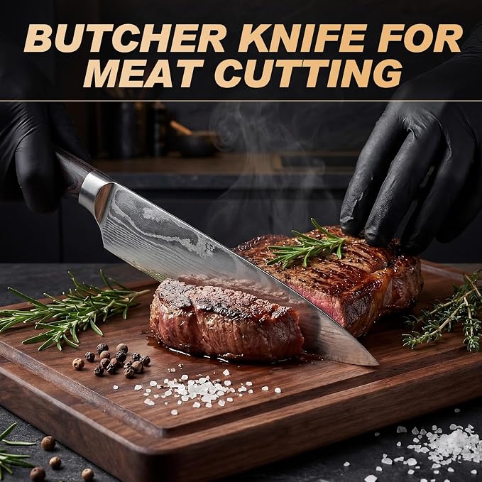 Kitchen Knife, High Carbon Stainless Steel Professional Sharp Chef Knife Set, Japanese Chefs Knives for Home Food Cooking Meat Cutting, Chopping Knife