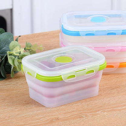ECOBERI Collapsible Food Storage Containers, Silicone Small 8 Piece 12 oz Set, BPA-Free Food Storage with Airtight Lids, Space-Saving Lunch Containers, Freezer and Dishwasher Safe