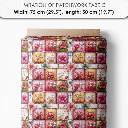 ‍ Pink Fairy Patchwork Cotton Fabric Panel – 6 Designs (10×10 inch Each) + Bonus Patchwork Sheet 29.5×19.6 inch, 100% Cotton 140 GSM