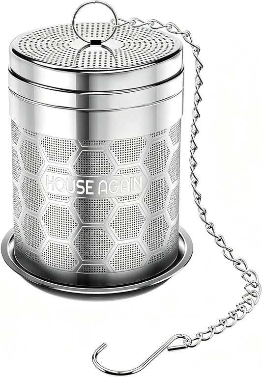 House Again Large Tea Infusers, Extra Fine Mesh Tea Strainers for Loose Tea, Slim Threaded Lid & 304 Stainless Steel, Filter Bags Diffusers, Loose Leaf Tea Steeper for Brew Tea Spices & Seasonings