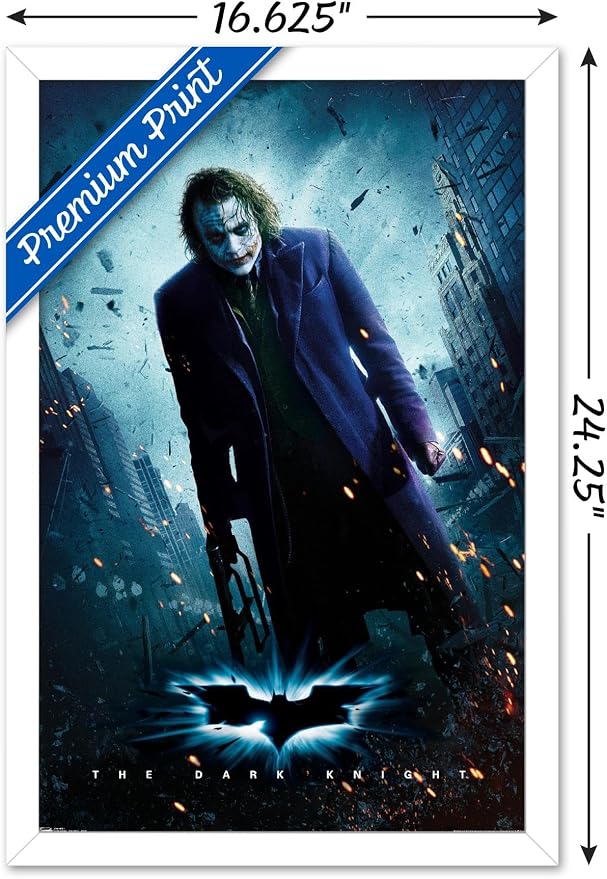 Trends International DC Comics Movie - The Dark Knight - The Joker - One Sheet Wall Poster, 14.725" x 22.375", White Framed Version