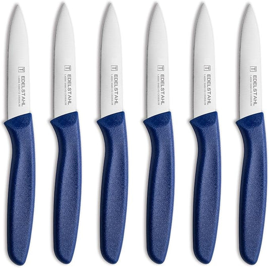 Paring Knife Set, Stainless Steel Paring Knives Set of 6,Sharp Vegetable&Fruit Knife,Small Kitchen Knife,Straight Edge Paring Knives,Ergonomic Handle Paring Knifes Set,Blue Peeling Knife