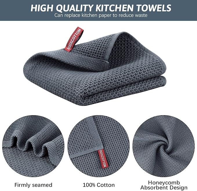 Nialnant 6 Pack Kitchen Towels,Large 100% Cotton Hand Towels,Absorbent Dish Towels for Drying Dishes-13x28 Inches,Multi Color