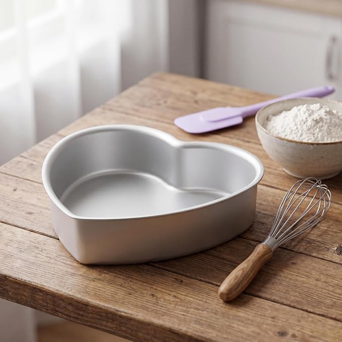 Heart Shaped Cake Pans, 9 × 3 Inch, Set of 2 | Aluminum, For Wedding, Party, Family Occasions, For Chocolate, Bread