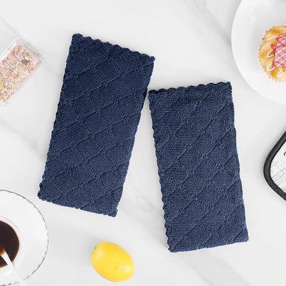 Homaxy 24 Pack Dish Towels for Kitchen (10 x 20 Inches, Navy Blue), Super Soft and Absorbent Coral Velvet Dish Cloths for Washing Dishes, Nonstick Oil Fast Drying Microfiber Cleaning Cloth