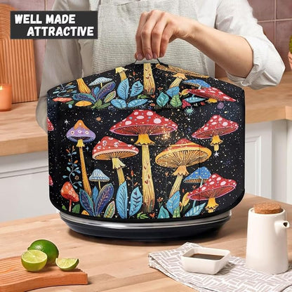 Magic Mushrooms Slow Cooker Cover Protection Crock for Pot Dust Cover Fits for Most 6-8 Quart Small Kitchen Appliance Vibrant Decor with Top Handle