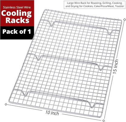 Prestige Baking Cooling Rack 11.5 x 16.5 in Cookware. Air Frying, Baking & Cooking. BPA free, food grade & thick. 100% stainless steel. Chef, professional cook approved.