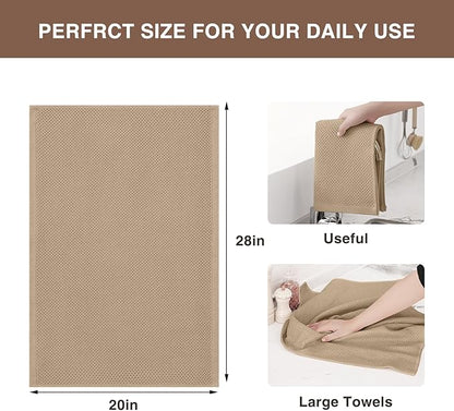 Homaxy 100% Cotton Oversized Waffle Weave Kitchen Dish Towels, Ultra Soft Absorbent Quick Drying Cleaning Towel, 20x28 Inches, 6-Pack, Tan