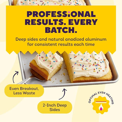 Wilton 11 x 15 Inch Aluminum Baking Sheet Pan, 2-Inch Deep Cake Pan, Even Heating, Rust-Resistant, Professional Quality, Packaging May Vary