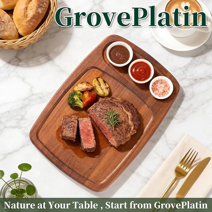 Dark Oak Wood Cutting Boards for Kitchen (Set of 3), Heavy Duty Chopping Board with Deep Juice Groove, Reversible Designed, Storage Stand & Oiling Brush