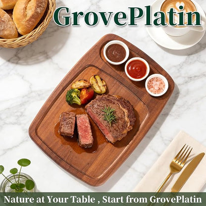 Dark Oak Wood Cutting Boards for Kitchen (Set of 3), Heavy Duty Chopping Board with Deep Juice Groove, Reversible Designed, Storage Stand & Oiling Brush