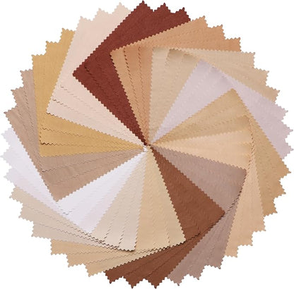 Nodsaw 42Pcs Solid Fabric Charm Packs for Quilting 5 inch, Cotton Quilting Fabric Squares 5x5 inch for Quilting, Sewing, Quilt, Bags, Apparel, and Crafts - Brown White Cream Ivory Natural Parchment