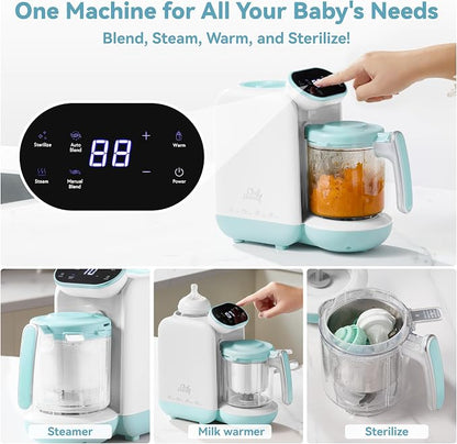 Chefhandy Baby Food Maker with Stainless Steel Steam Basket, One-Step Baby Food Processor Steamer Blender Puree Maker, Auto Steam & Blend for Homemade Baby Food, Includes 6 Reusable Food Pouches
