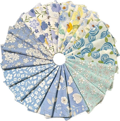 100% Cotton Boys Fabric Squares,5 Inch Quilting Supplies Clearance Blue Floral Fabric Precut Bundles for Sewing Project and DIY Crafts(42Pcs) …