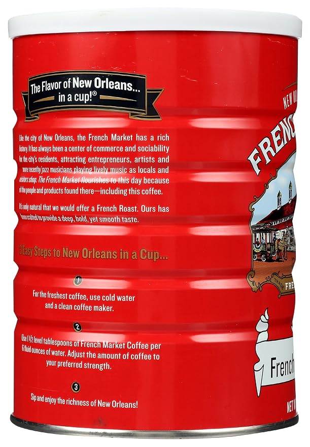 French Market French Roast Medium-Dark Roast Ground Coffee, 12oz Can (Pack of 1)