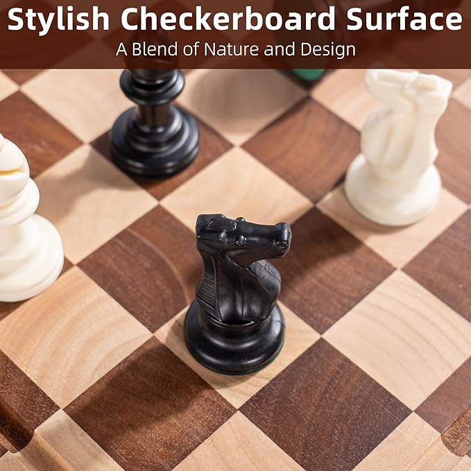 Checkered Cutting Board, Square Wooden Checkerboard Cutting Board for Kitchen 12 x 12 x 1", Rubber Wood Butcher Block Chopping Board with Juice Grooves & Handles for Meat, Vegetables & Cheese