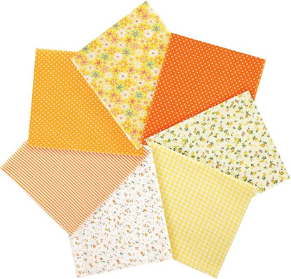 Ainiv 7pcs 100% Quilting Cotton Fabric, 19.68"x19.68" Fabric Bundles Squares, Floral Precut Squares Patchwork for Quilting, Sewing, DIY Crafts, Mask, Orange