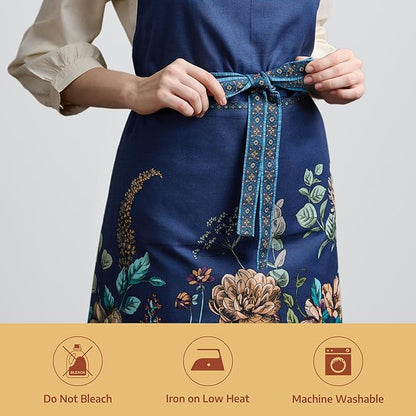 Maison d' Hermine 100% Cotton Apron for women with Pocket Kitchen Chef Apron for Men Cooking Spring Summer