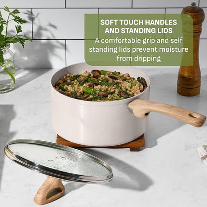 T-Fal Revive Ceramic Nonstick Frying Pan 12 Inch Skillet, Oven Safe to 350°F, Stay-Cool Handle, Kitchen Pots and Pans, Beige Granite