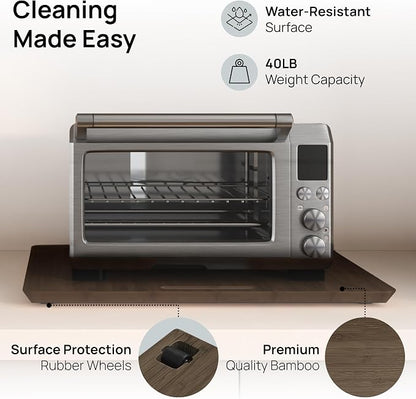 Ibyx Elegant Appliance Slider - Sliding Tray for Coffee Maker & Heavy Kitchen Appliances, Easy Slide, Made of Premium Bamboo, Space-Saving Kitchen Organizer, 40 lb Capacity, Brown - 21 x 15 Inch