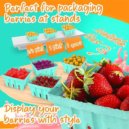 MT Products Green Berry Basket 1 Pint - Molded Pulp Fiber Vented Produce Basket (Pack of 420) - Made in the USA