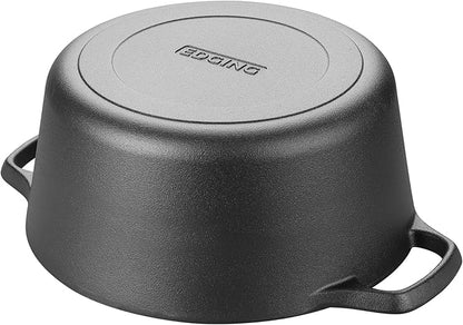 EDGING CASTING Pre-Seasoned Cast Iron Dutch Oven Pot with Skillet Lid Cooking Pan, 2-in-1 Sourdough Bread Baking Pan with Proofing Basket and Baking Supplies, 5QT