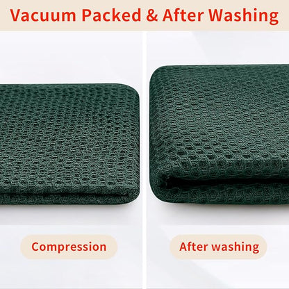 Homaxy 100% Cotton Oversized Waffle Weave Kitchen Dish Towels, Ultra Soft Absorbent Quick Drying Cleaning Towel, 20x28 Inches, 6-Pack, Blackish Green