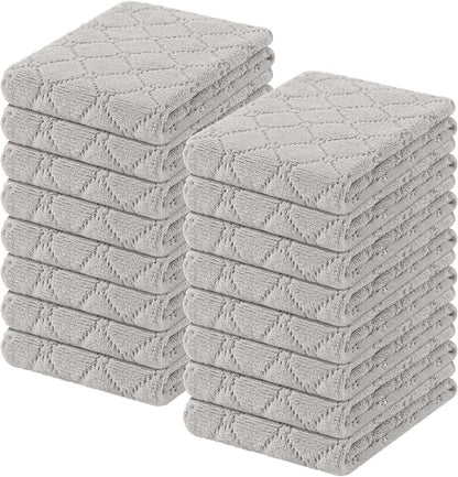 Homaxy 16 Pack Kitchen Cloths Dish Towels (10" x 20", Grey), Super Soft and Absorbent Coral Velvet Dishcloths, Fast Drying No Lint Microfiber Cleaning Cloth