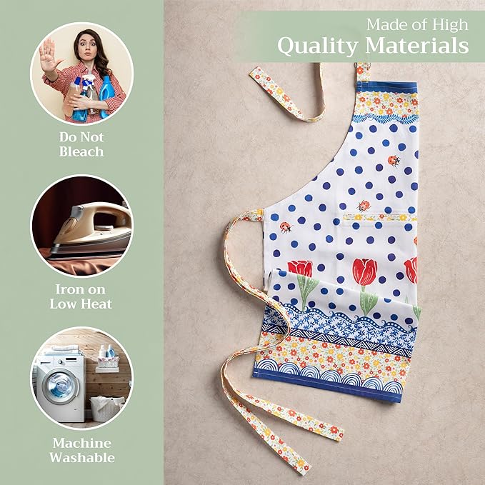 Maison d' Hermine 100% Cotton Apron for women with Pocket Kitchen Chef Apron for Men Cooking Spring Summer