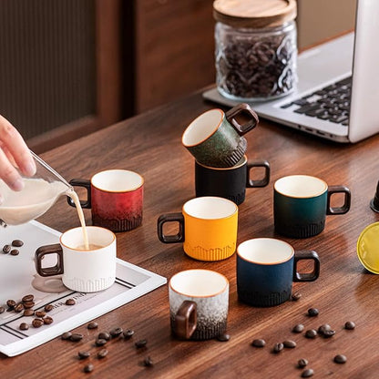 Zurucily Espresso Cups Set of 2, 2 oz Ceramic Espresso Cups, Demitasse Cups for Tea or Coffee (Blue)