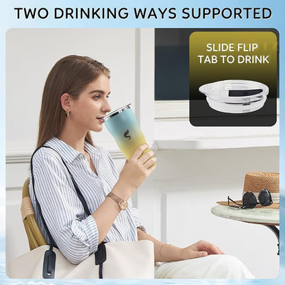 20Oz Insulated Tumbler With Straw And Lid,Spill Proof Tumbler for Iced Coffee And Hot Beverage, Double Wall Vacuum Travel Mug,Stainless Steel Straws for Tumbler,Yellow