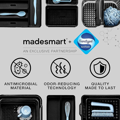 madesmart Premium 2 Tier Organizer, Under Cabinet Storage with Pull Out Sliding Drawers, for Cleaning Supplies, Undersink, Sponges, Bottles & Bath, Adjustable Dividers & Pull Out Baskets, Frost