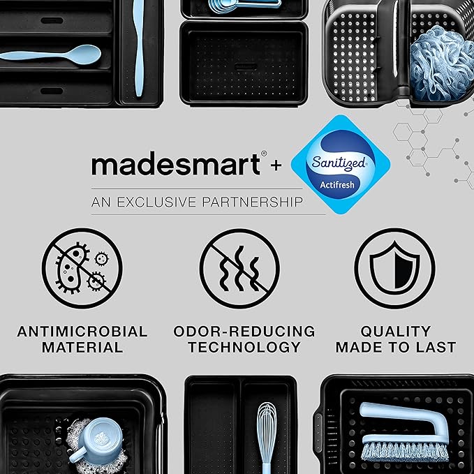 madesmart Mini 2 Tier Organizer, Pack of 4, Frost